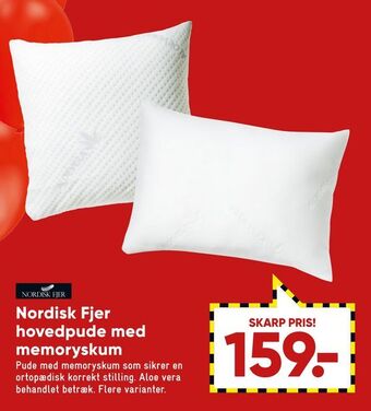 Bilka Nordisk fjer hovedpude med memoryskum tilbud