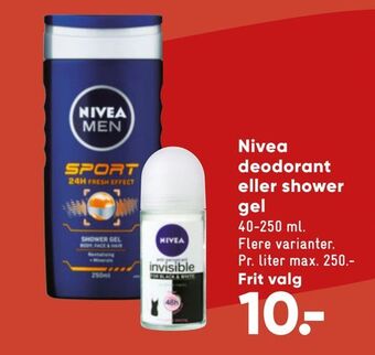 Bilka Nivea deodorant eller shower gel tilbud