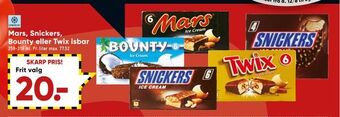 Bilka Mars, snickers, bounty eller twix isbar tilbud