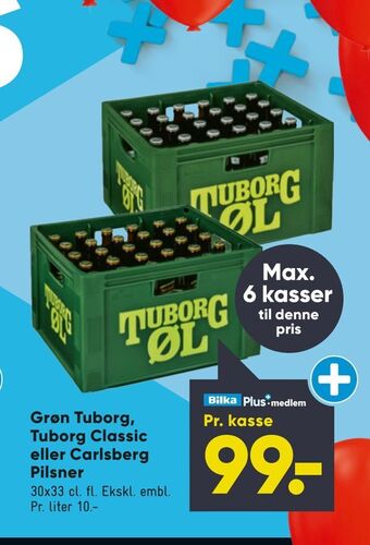 Bilka Grøn tuborg, tuborg classic eller carlsberg pilsner tilbud