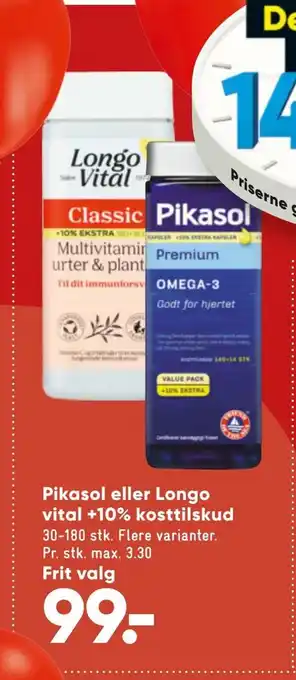 Pikasol eller longo vital +10% kosttilskud