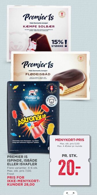 MENY Premier is ispinde, isbåde eller isvafler tilbud