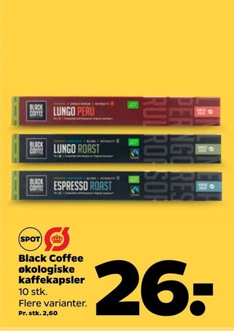 Netto Black coffee økologiske kaffekapsler tilbud