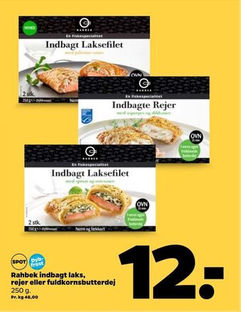 Rahbek indbagt laks, rejer eller fuldkornsbutterdej