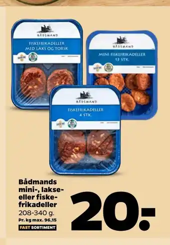 Netto Bådmands mini-, lakse- eller fiske frikadeller tilbud