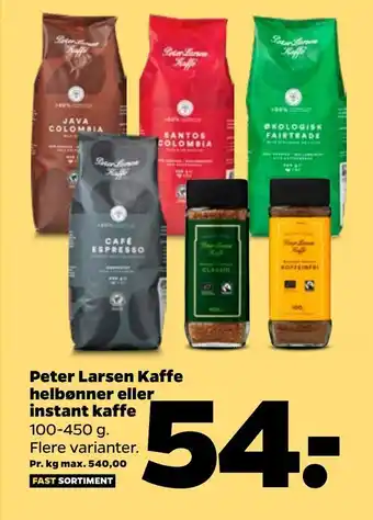 Netto Peter larsen kaffe helbønner eller instant kaffe tilbud