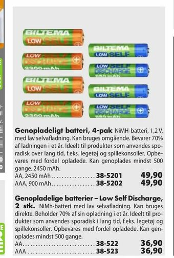 Biltema Genopladeligt batteri, 4-pak tilbud