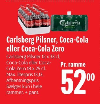 Min Købmand Carlsberg pilsner, coca-cola eller coca-cola zero tilbud