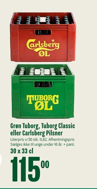 Min Købmand Grøn tuborg, tuborg classic eller carlsberg pilsner tilbud