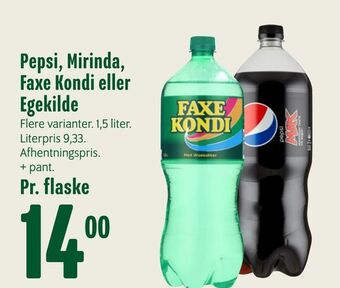 Min Købmand Pepsi, mirinda, faxe kondi eller egekilde tilbud