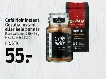 SPAR Café noir instant, gevalia instant eller hele bønner tilbud