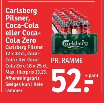 SPAR Carlsberg pilsner, coca-cola eller coca- cola zero tilbud