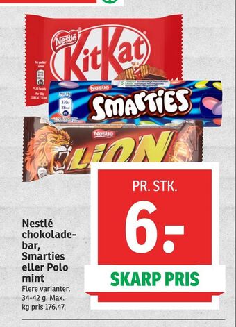 SPAR Nestlé chokoladebar, smarties eller polo mint tilbud
