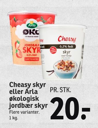 SPAR Cheasy skyr eller arla økologisk jordbær skyr tilbud