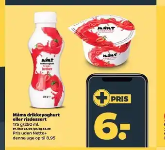 Netto Måms drikkeyoghurt el. risdessert - netto plus medlem tilbud