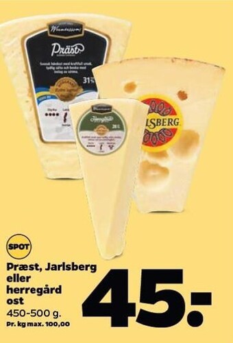 Netto Præst, jarlsberg el. herregård ost tilbud