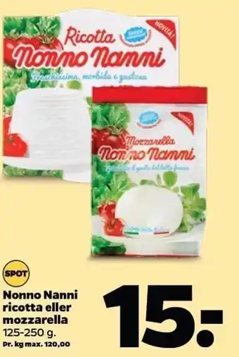 Netto Nonno nanni ricotta el. mozzarella tilbud