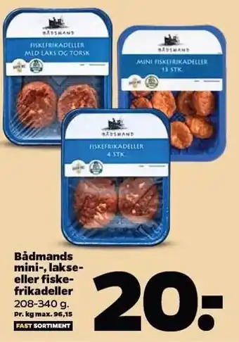 Netto Bådmands mini-, lakse- el. fiskefrikadeller tilbud