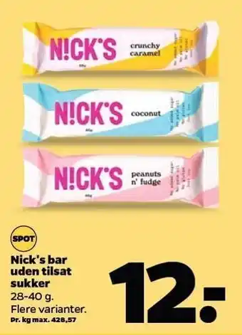 Nick's bar u. tilsat sukker