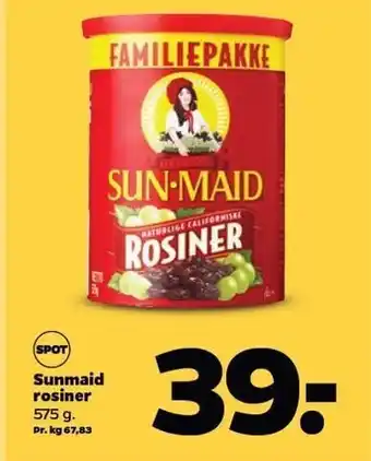 Netto Sun-maid rosiner tilbud
