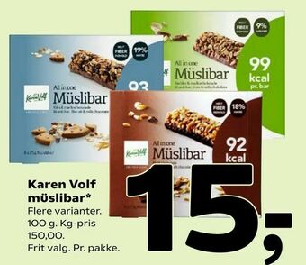 Coop 365 Karen Volf müslibar tilbud