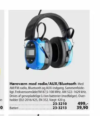 Biltema Høreværn med radio/AUX/Bluetooth tilbud