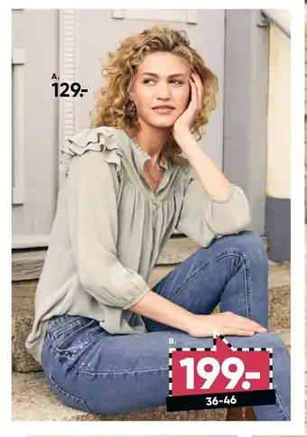 Bilka Bluse. S-XXL. Grøn eller blå tilbud