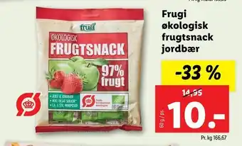 Lidl Frugi økologisk frugtsnack jordbær tilbud