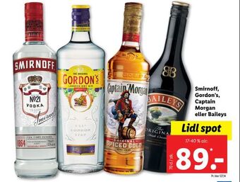 Lidl Smirnoff, gordon's, captain morgan eller baileys tilbud