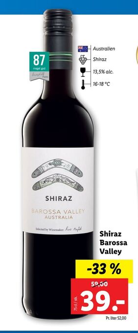Lidl Shiraz barossa valley tilbud