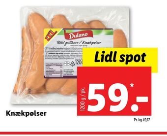 Lidl Knækpølser tilbud