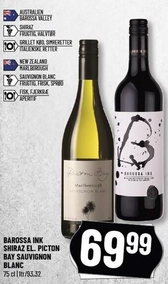 Barossa ink shiraz el. picton bay sauvignon blanc