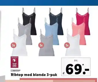 Lidl Ribtop m. blonde 3-pk tilbud