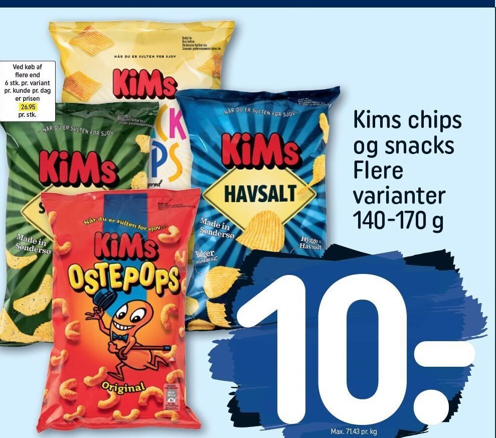 Kims chips og snacks tilbud hos Rema 1000
