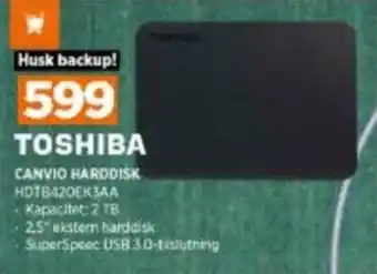 Power Toshiba Canvio Harddisk HD1B42OEK34A tilbud