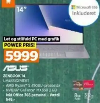 Power Asus Zenbook UM433ICPURE1 tilbud