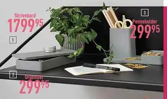 Skrivebord, penneholder og organizer