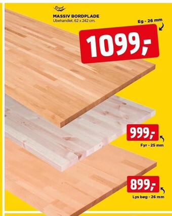 jem & fix Massiv bordplade tilbud