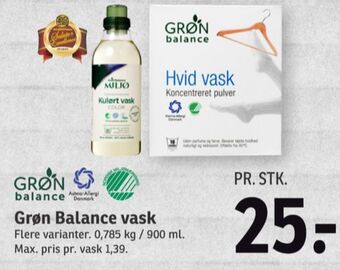 SPAR Grøn balance vaskepulver tilbud