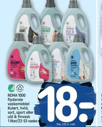 REMA 1000 Rema 1000 Flydende Vaskemiddel Kulørt Hvid Sort Sport Eller Uld & Finvask tilbud