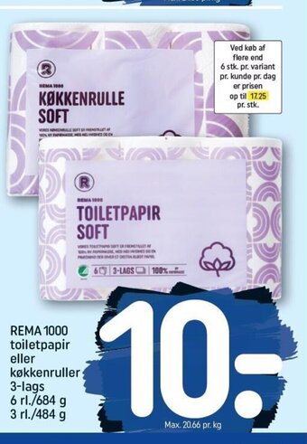 REMA 1000 Rema 1000 Toiletpapir Eller Køkkenruller tilbud