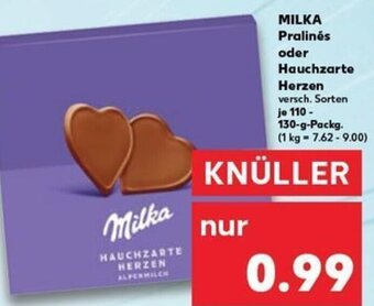 Kaufland Milka Pralinés oder Hauchzarte Herzen tilbud