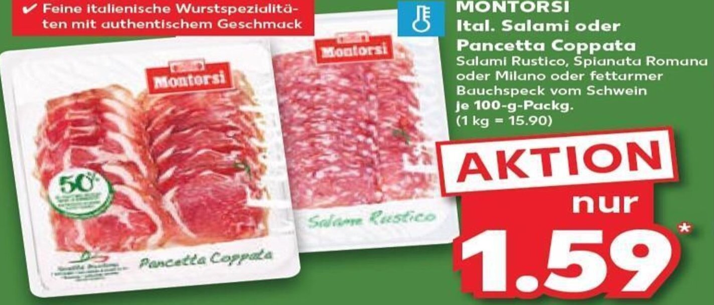 Montorsi Ital. Salami oder Pancetta Coppata tilbud hos Kaufland