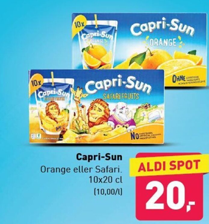 Capri Sun Orange elle Safari tilbud hos ALDI