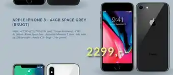 Apple iphone 8 - 64gb space grey (brugt)