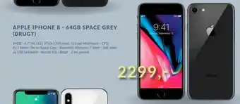 Apple iphone 8 - 64gb space grey (brugt)