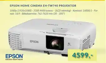 Tjdata Epson home cinema eh-tw740 projektor tilbud