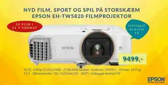 Nyd film, sport og spil på storskærm epson eh-tw5820 filmprojektor
