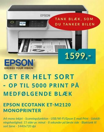 EDB Center Epson ecotank et-m2120 monoprinter tilbud