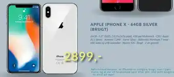 Apple iphone x - 64gb silver (brugt)